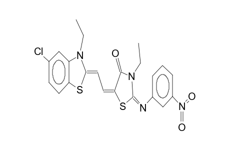 2-{2-[2-(3-nitrophenylimino)-3-ethyl-4-oxo-1,3-thiazolidin-5-ylidene]ethylidene}-3-ethyl-5-chloro-2,3-dihydrobenzo-1,3-thiazole
