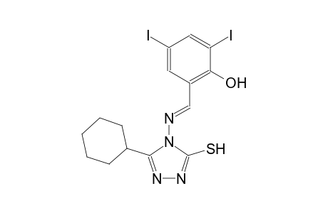 2-{(E)-[(3-cyclohexyl-5-sulfanyl-4H-1,2,4-triazol-4-yl)imino]methyl}-4,6-diiodophenol