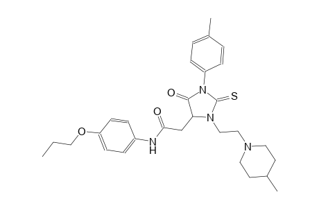 2-{1-(4-methylphenyl)-3-[2-(4-methyl-1-piperidinyl)ethyl]-5-oxo-2-thioxo-4-imidazolidinyl}-N-(4-propoxyphenyl)acetamide