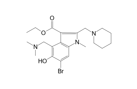 6-Bromanyl-4-[(dimethylazaniumyl)methyl]-3-ethoxycarbonyl-1-methyl-2-(piperidin-1-ylmethyl)indol-5-olate