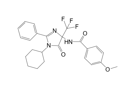 N-[1-cyclohexyl-5-oxo-2-phenyl-4-(trifluoromethyl)-4,5-dihydro-1H-imidazol-4-yl]-4-methoxybenzamide
