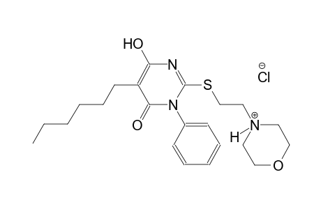 morpholinium, 4-[2-[(5-hexyl-1,6-dihydro-4-hydroxy-6-oxo-1-phenyl-2-pyrimidinyl)thio]ethyl]-, chloride
