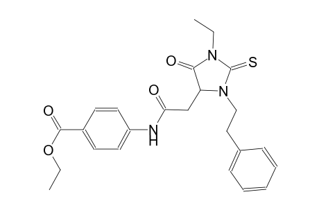 ethyl 4-({[1-ethyl-5-oxo-3-(2-phenylethyl)-2-thioxo-4-imidazolidinyl]acetyl}amino)benzoate