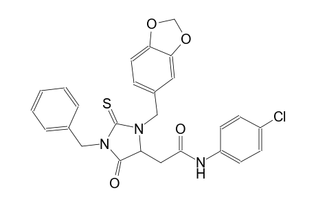 2-[3-(1,3-benzodioxol-5-ylmethyl)-1-benzyl-5-oxo-2-thioxo-4-imidazolidinyl]-N-(4-chlorophenyl)acetamide
