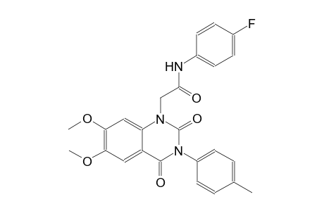 2-(6,7-dimethoxy-3-(4-methylphenyl)-2,4-dioxo-3,4-dihydro-1(2H)-quinazolinyl)-N-(4-fluorophenyl)acetamide