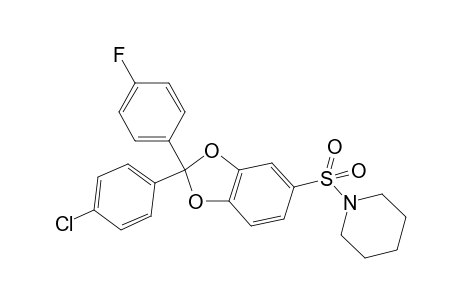 racemic 1-[2-(4-chloro-phenyl)-2-(4-ffuoro-phenyl)- benzo[1,3]dioxole-5 sulfonyl]-piperidine