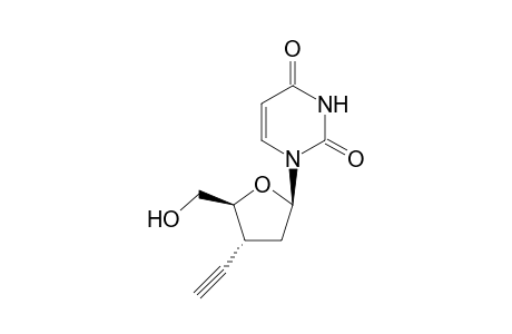 1-(2',3'-Dideoxy-3'-ethynyl-.beta.-D-arabinofuranosyl)pyrimidine-2,4(!H,3H)-dione