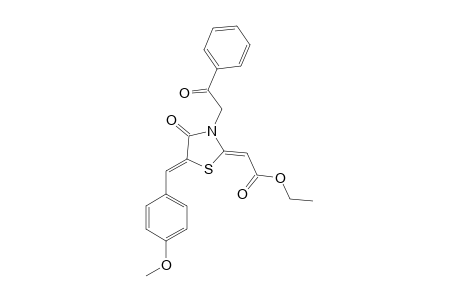 ETHYL-[5-(4-METHOXYPHENYL)-METHYLIDENE-4-OXO-3-(2-OXO-2-PHENYLETHENYL)-THIAZOLIDIN-2-YLIDENE]-ACETATE
