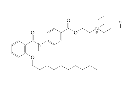 diethyl(2-hydroxyethyl)methylammonium iodide, p-[o-(decyloxy)benzamido]benzoate