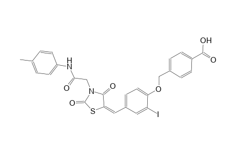 4-{[4-((E)-{2,4-dioxo-3-[2-oxo-2-(4-toluidino)ethyl]-1,3-thiazolidin-5-ylidene}methyl)-2-iodophenoxy]methyl}benzoic acid