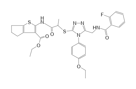 4H-cyclopenta[b]thiophene-3-carboxylic acid, 2-[[2-[[4-(4-ethoxyphenyl)-5-[[(2-fluorobenzoyl)amino]methyl]-4H-1,2,4-triazol-3-yl]thio]-1-oxopropyl]amino]-5,6-dihydro-, ethyl ester