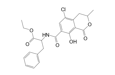 L-Phenylalanine, N-[(5-chloro-3,4-dihydro-8-hydroxy-3-methyl-1-oxo-1H-2-benzopyran-7-yl)carbonyl]-, ethyl ester, (R)-