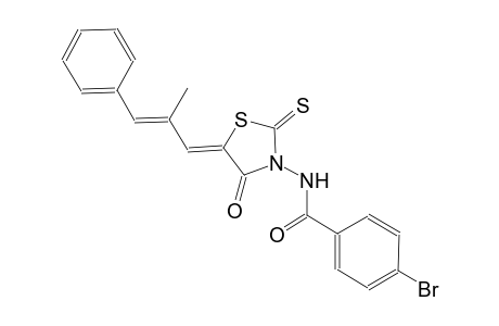 benzamide, 4-bromo-N-[(5Z)-5-[(2E)-2-methyl-3-phenyl-2-propenylidene]-4-oxo-2-thioxothiazolidinyl]-