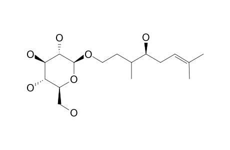 SACHALOSIDE-VI;(3-XI,4S)-3,7-DIMETHYL-6-OCTENE-1,4-DIOL-1-O-BETA-D-GLUCOPYRANOSIDE