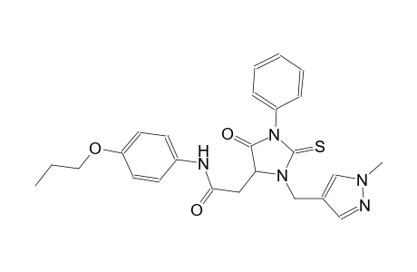 2-{3-[(1-methyl-1H-pyrazol-4-yl)methyl]-5-oxo-1-phenyl-2-thioxo-4-imidazolidinyl}-N-(4-propoxyphenyl)acetamide