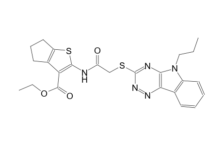 ethyl 2-({[(5-propyl-5H-[1,2,4]triazino[5,6-b]indol-3-yl)sulfanyl]acetyl}amino)-5,6-dihydro-4H-cyclopenta[b]thiophene-3-carboxylate