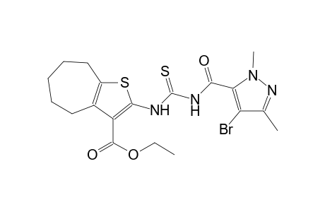 ethyl 2-[({[(4-bromo-1,3-dimethyl-1H-pyrazol-5-yl)carbonyl]amino}carbothioyl)amino]-5,6,7,8-tetrahydro-4H-cyclohepta[b]thiophene-3-carboxylate
