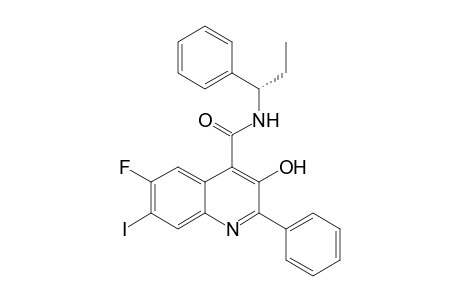 6-Fluoranyl-7-iodanyl-3-oxidanyl-2-phenyl-N-[(1S)-1-phenylpropyl]quinoline-4-carboxamide