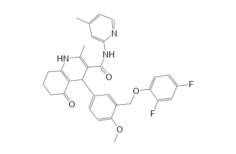 4-{3-[(2,4-difluorophenoxy)methyl]-4-methoxyphenyl}-2-methyl-N-(4-methyl-2-pyridinyl)-5-oxo-1,4,5,6,7,8-hexahydro-3-quinolinecarboxamide