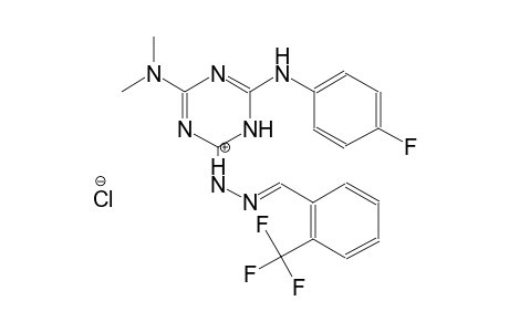 1-(4-(dimethylamino)-6-((4-fluorophenyl)amino)-1,3,5-triazin-2(1H)-ylidene)-2-(2-(trifluoromethyl)benzylidene)hydrazin-1-ium chloride