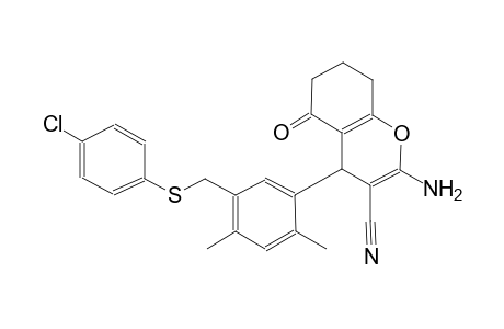 2-amino-4-(5-{[(4-chlorophenyl)sulfanyl]methyl}-2,4-dimethylphenyl)-5-oxo-5,6,7,8-tetrahydro-4H-chromene-3-carbonitrile