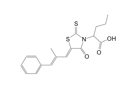2-{(5Z)-5-[(2E)-2-methyl-3-phenyl-2-propenylidene]-4-oxo-2-thioxo-1,3-thiazolidin-3-yl}pentanoic acid