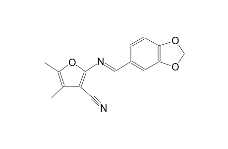 2-{[(E)-1,3-benzodioxol-5-ylmethylidene]amino}-4,5-dimethyl-3-furonitrile