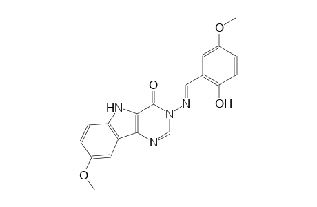 3-{[(E)-(2-hydroxy-5-methoxyphenyl)methylidene]amino}-8-methoxy-3,5-dihydro-4H-pyrimido[5,4-b]indol-4-one