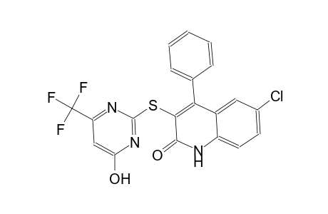 6-chloro-3-{[4-hydroxy-6-(trifluoromethyl)-2-pyrimidinyl]sulfanyl}-4-phenyl-2(1H)-quinolinone