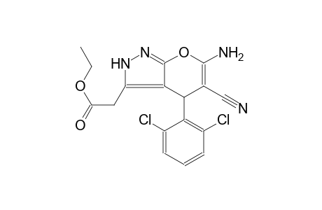 pyrano[2,3-c]pyrazole-3-acetic acid, 6-amino-5-cyano-4-(2,6-dichlorophenyl)-2,4-dihydro-, ethyl ester