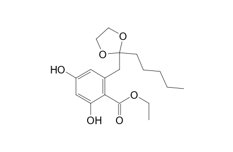 Benzoic acid, 2,4-dihydroxy-6-[(2-pentyl-1,3-dioxolan-2-yl)methyl]-, ethyl ester