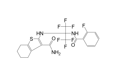 2-{[2,2,2-trifluoro-1-[(2-fluorobenzoyl)amino]-1-(trifluoromethyl)ethyl]amino}-4,5,6,7-tetrahydro-1-benzothiophene-3-carboxamide