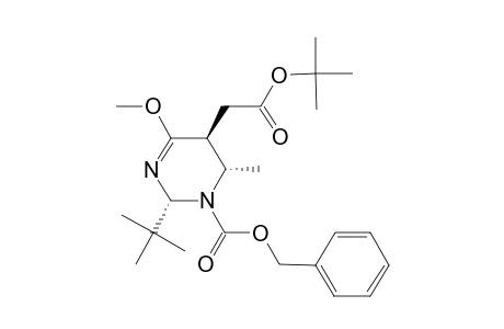 Benzyl rac-(2R,5S,6S)-2-(t-butyl)-5-[(t-butoxycarbonyl)methyl]-6-methyl-4-methoxy-5,6-dihydro-2H-pyrimidine-1-carboxylate