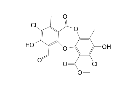 11H-Dibenzo[b,e][1,4]dioxepin-6-carboxylic acid, 2,7-dichloro-4-formyl-3,8-dihydroxy-1,9-dimethyl-11-oxo-, methyl ester