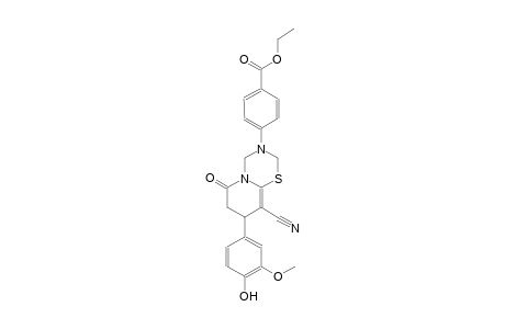 benzoic acid, 4-(9-cyano-7,8-dihydro-8-(4-hydroxy-3-methoxyphenyl)-6-oxo-2H,6H-pyrido[2,1-b][1,3,5]thiadiazin-3(4H)-yl)-, ethyl ester