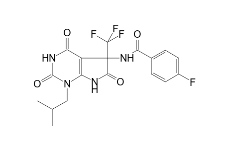 4-Fluoranyl-N-[1-(2-methylpropyl)-2,4,6-tris(oxidanylidene)-5-(trifluoromethyl)-7H-pyrrolo[2,3-d]pyrimidin-5-yl]benzamide