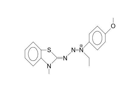 1-P-Anisyl-1-ethyl-3-(3-methyl-benzothiazolinylidene-2)-trans-triazenium cation