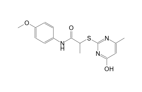 2-[(4-hydroxy-6-methyl-2-pyrimidinyl)sulfanyl]-N-(4-methoxyphenyl)propanamide