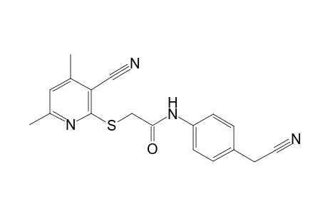 2-(3-cyano-4,6-dimethyl-pyridin-2-yl)sulfanyl-N-[4-(cyanomethyl)phenyl]ethanamide