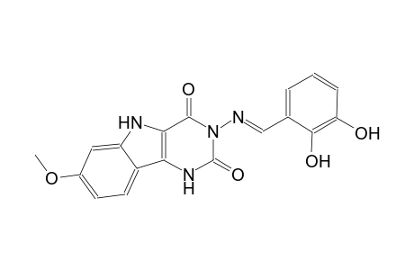 3-{[(E)-(2,3-dihydroxyphenyl)methylidene]amino}-7-methoxy-1H-pyrimido[5,4-b]indole-2,4(3H,5H)-dione