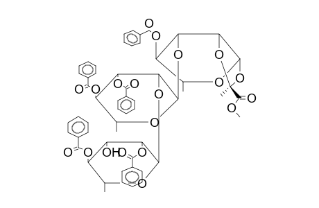 O-(2,4-DI-O-BENZOYL-ALPHA-D-RHAMNOPYRANOSYL)-(1->2)-O-(3,4-DI-O-BENZOYL-ALPHA-D-RHAMNOPYRANOSYL)-(1->3)-4-O-BENZOYL-1,2-O-(1-METHOXYCARBONYLETHYLIDENE)-BETA-D-RHAMNOPYRANOSE