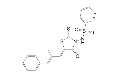 N-{(5Z)-5-[(2E)-2-methyl-3-phenyl-2-propenylidene]-4-oxo-2-thioxo-1,3-thiazolidin-3-yl}benzenesulfonamide