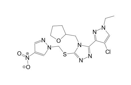 3-(4-chloro-1-ethyl-1H-pyrazol-3-yl)-5-{[(4-nitro-1H-pyrazol-1-yl)methyl]sulfanyl}-4-(tetrahydro-2-furanylmethyl)-4H-1,2,4-triazole
