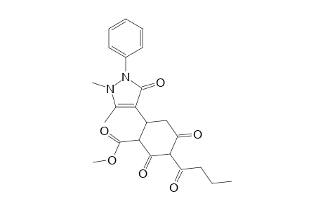 Cyclohexanecarboxylic acid, 6-(2,3-dihydro-1,5-dimethyl-3-oxo-2-phenyl-1H-pyrazol-4-yl)-2,4-dioxo-3-(1-oxobutyl)-, methyl ester