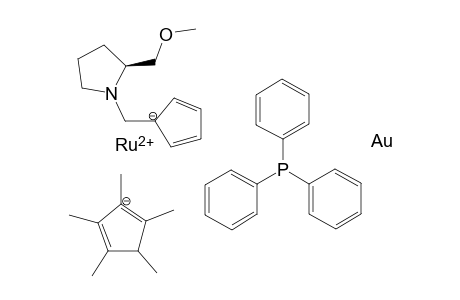 Gold (2S)-1-(Cyclopenta-2,4-dien-1-ylmethyl)-2-(methoxymethyl)pyrrolidine-1,2,3,4,5-pentamethylcyclopenta-2,4-dien-1-ide ruthenium(II) triphenylphosphane
