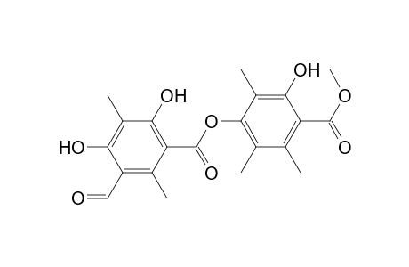 Benzoic acid, 3-formyl-4,6-dihydroxy-2,5-dimethyl-, 3-hydroxy-4-(methoxycarbonyl)-2,5,6-trimethylphenyl ester