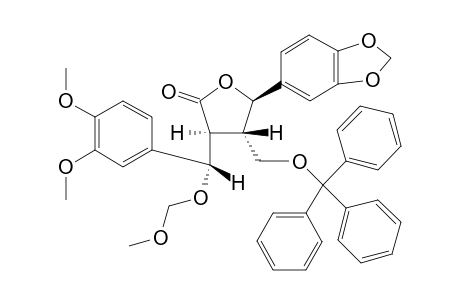 3-[3',4'-Dimethoxy-.alpha.-S-(methoxymethoxy)benzyl]-4-[(trityloxy)methyl]-5-(3",4"-methylenedioxyphenyl)-tetrahydrofuran-2-one