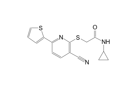 2-{[3-cyano-6-(2-thienyl)-2-pyridinyl]sulfanyl}-N-cyclopropylacetamide