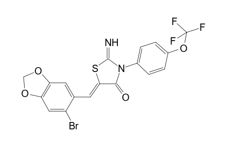 (5Z)-2-azanylidene-5-[(6-bromanyl-1,3-benzodioxol-5-yl)methylidene]-3-[4-(trifluoromethyloxy)phenyl]-1,3-thiazolidin-4-one