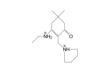 5,5-Dimethyl-3-ethylamino-2-hexamethyleniminomethyl-2-cyclohexen-1-one dication